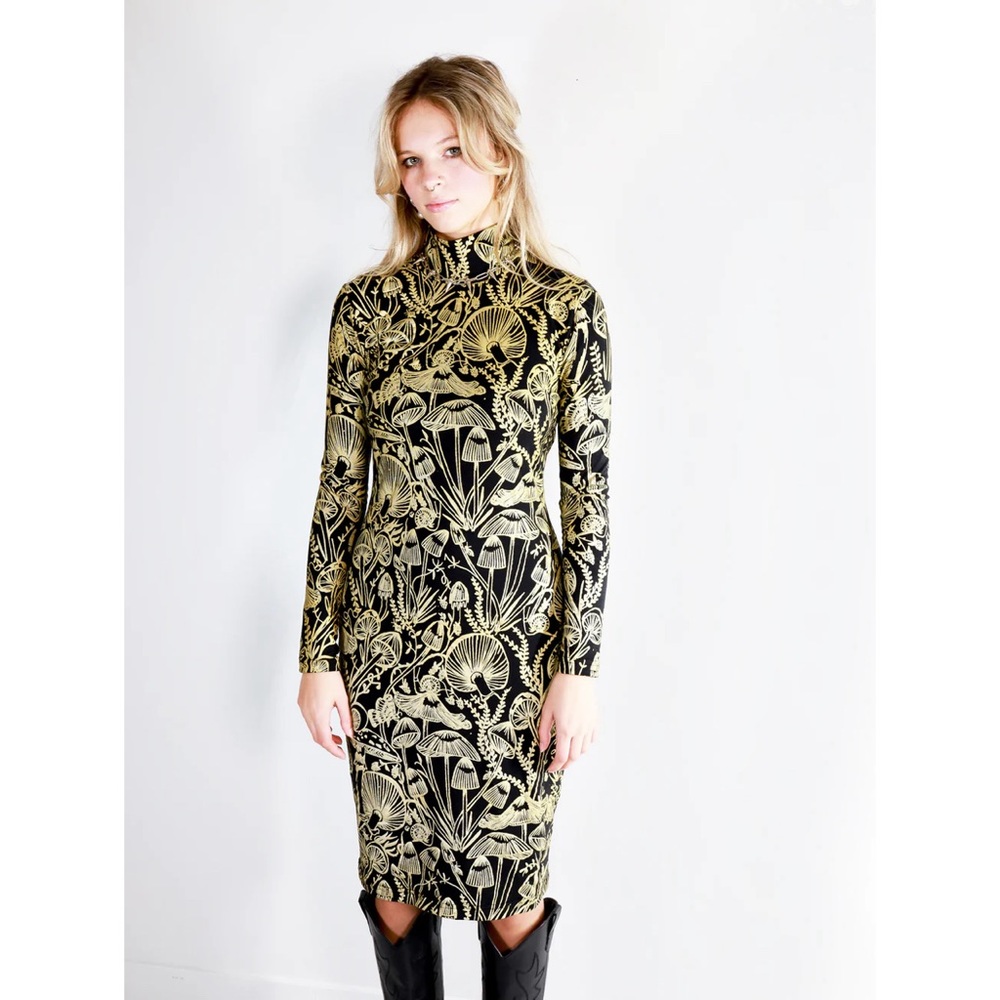 Thief and Bandit gold on black Shroomed Bandit dress
